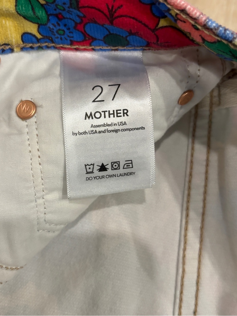 MOTHER High Waisted Weekender Skimp Track And Flower Fields Floral Jeans 27 - Picture 4 of 5